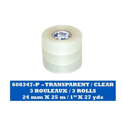 Poly Clear (Pack 3) 12-P 24mm x 25m - 1" x 27 yds - 36 r / c