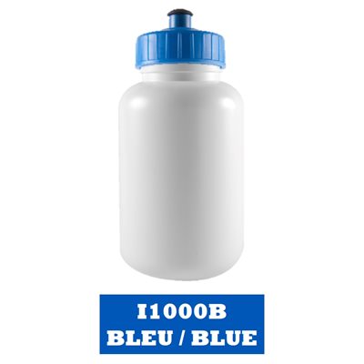 Bouteille Blanche 1000 ml avec bouchon Bleu / Blue